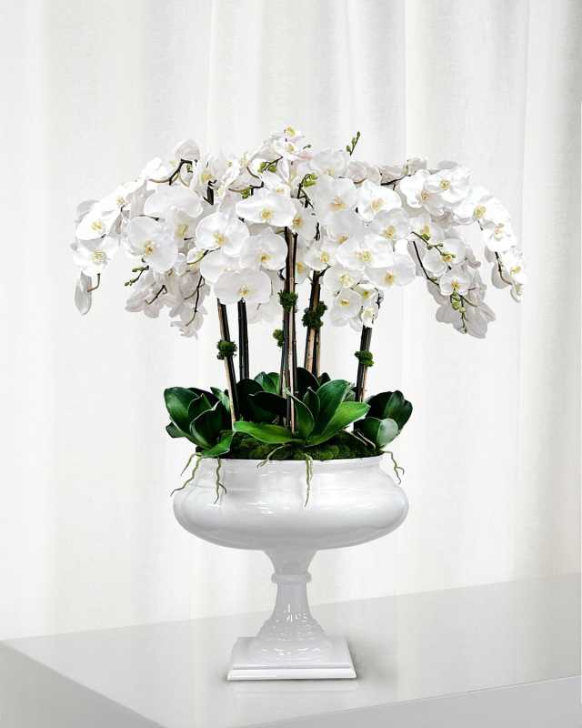 Orchid 47" Faux Floral Arrangement in Footed Roman Planter